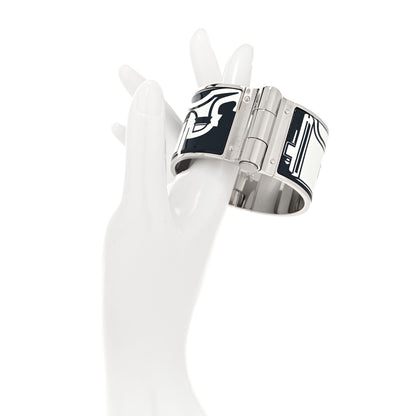 Hermes Enamel Printed Extra Wide Les Coupes Tattoo Hinged Bracelet S Positif Negatif 2 of 5