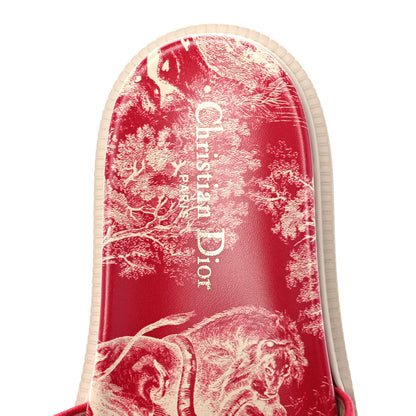 Christian Dior Canvas Toile de Jouy Embroidered Dway 10mm Slide Sandals 36.5 Off White Raspberry 5 of 8