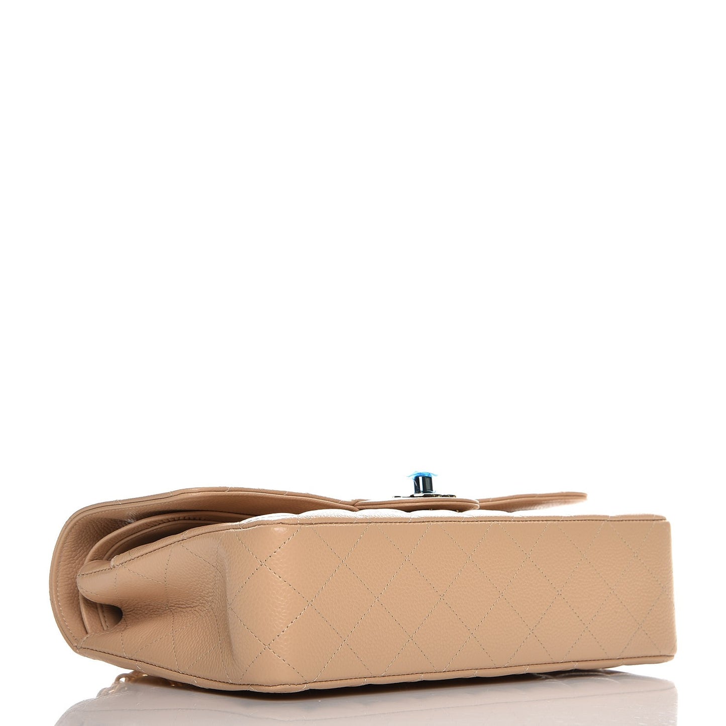 Caviar Quilted Medium Double Flap Beige