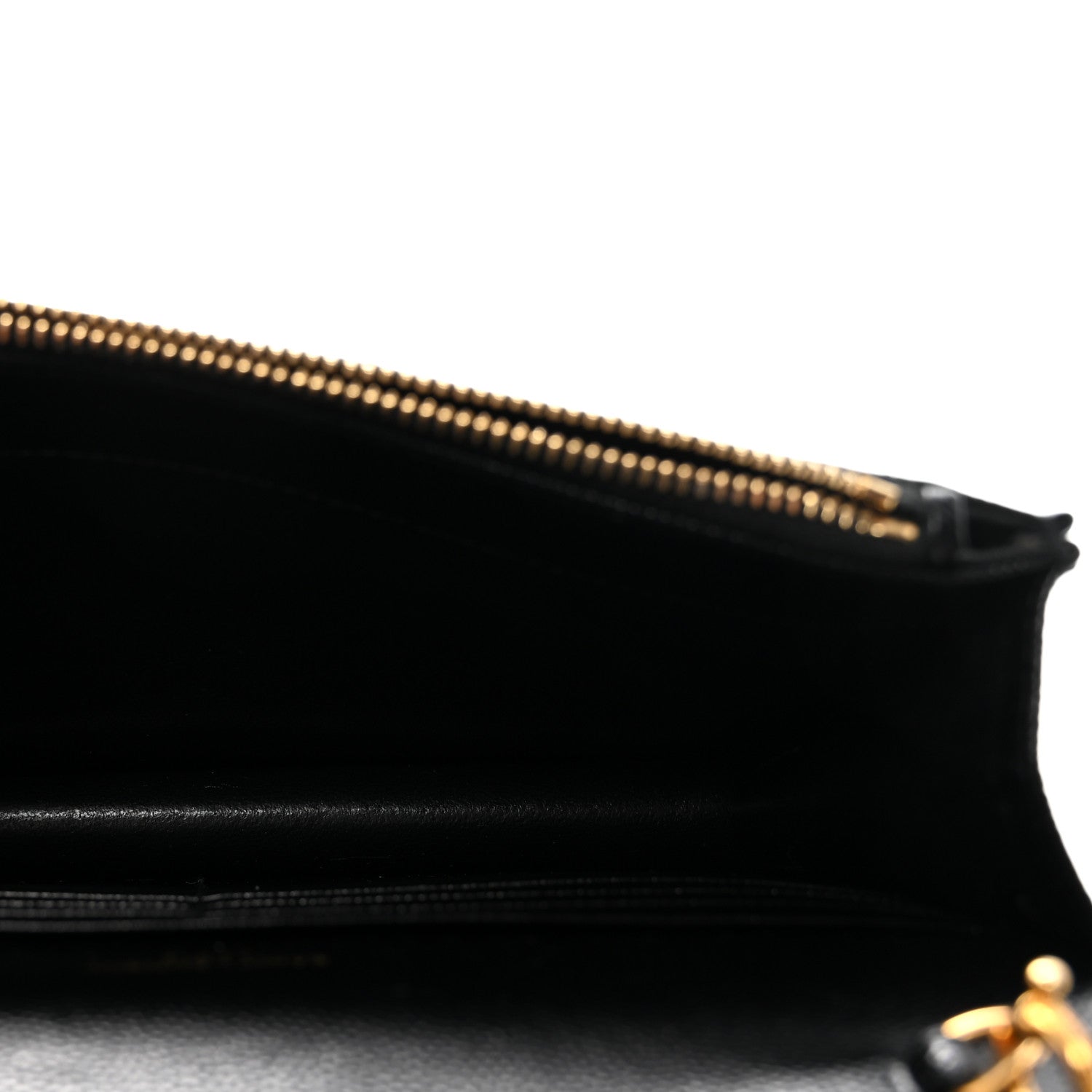 Saint Laurent Grain De Poudre Matelasse Chevron Monogram Envelope Chain Wallet Black 5 of 10