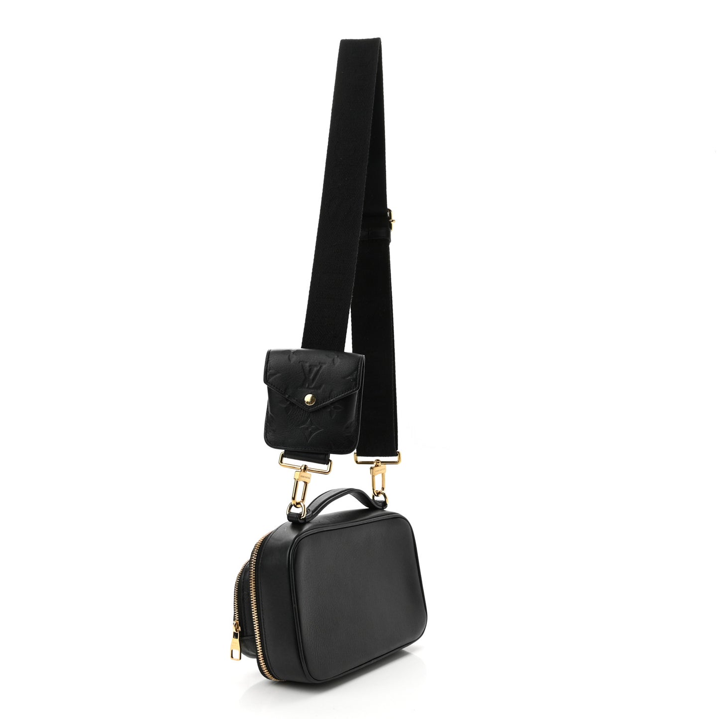 Calfskin Monogram Embossed Utility Crossbody Black