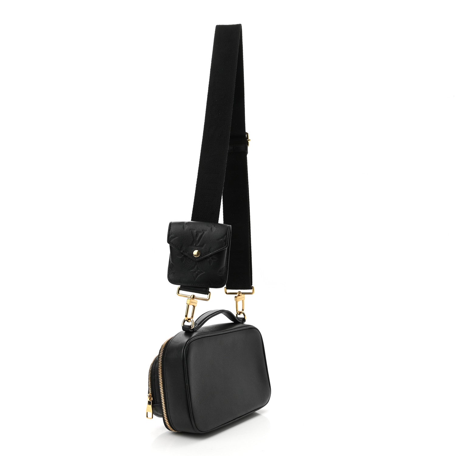 Louis Vuitton Calfskin Monogram Embossed Utility Crossbody Black 3 of 9