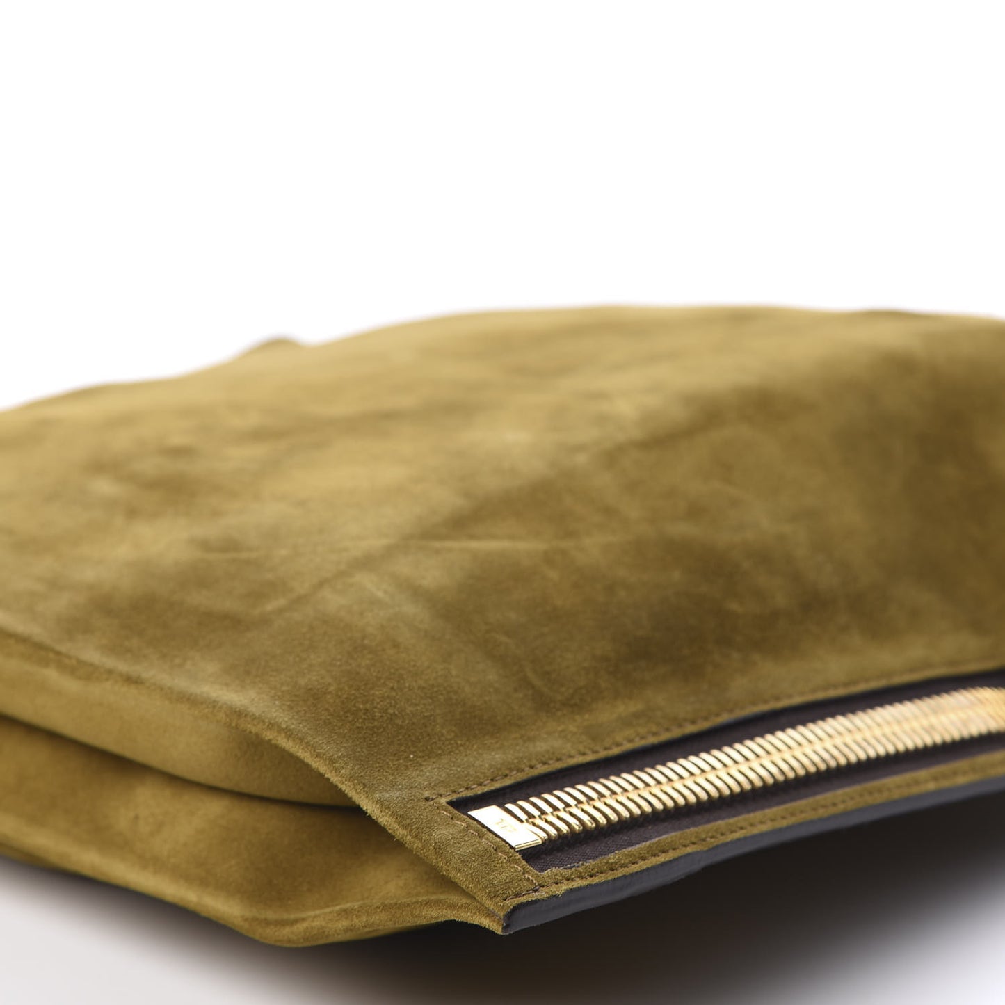 Suede Large Alix Padlock Zip Shoulder Bag Olive