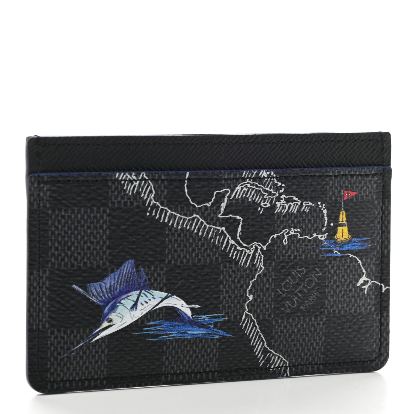 Damier Graphite World Map Porte Cartes Simple