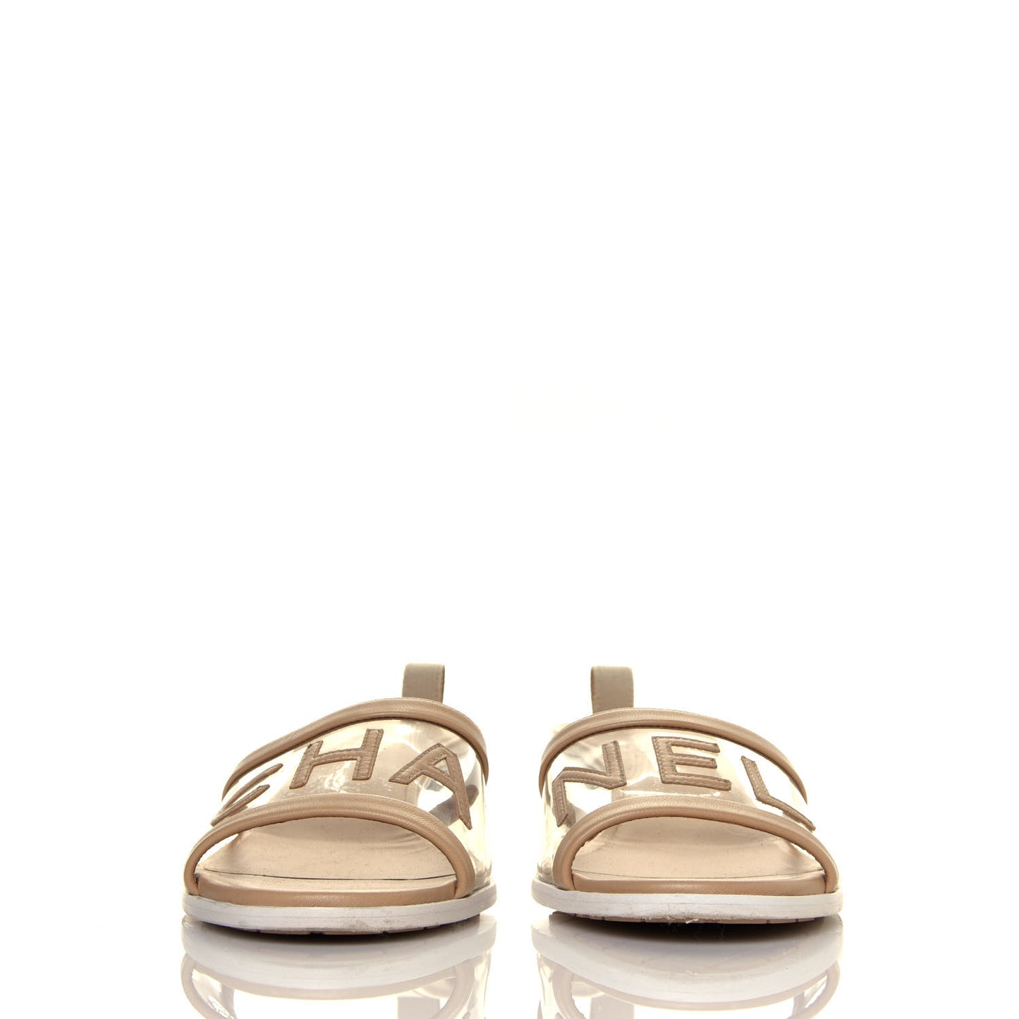 PVC Lambskin Logo Mules 41 Beige