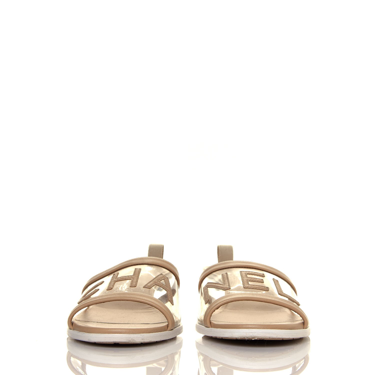 Chanel PVC Lambskin Logo Mules 41 Beige 2 of 8