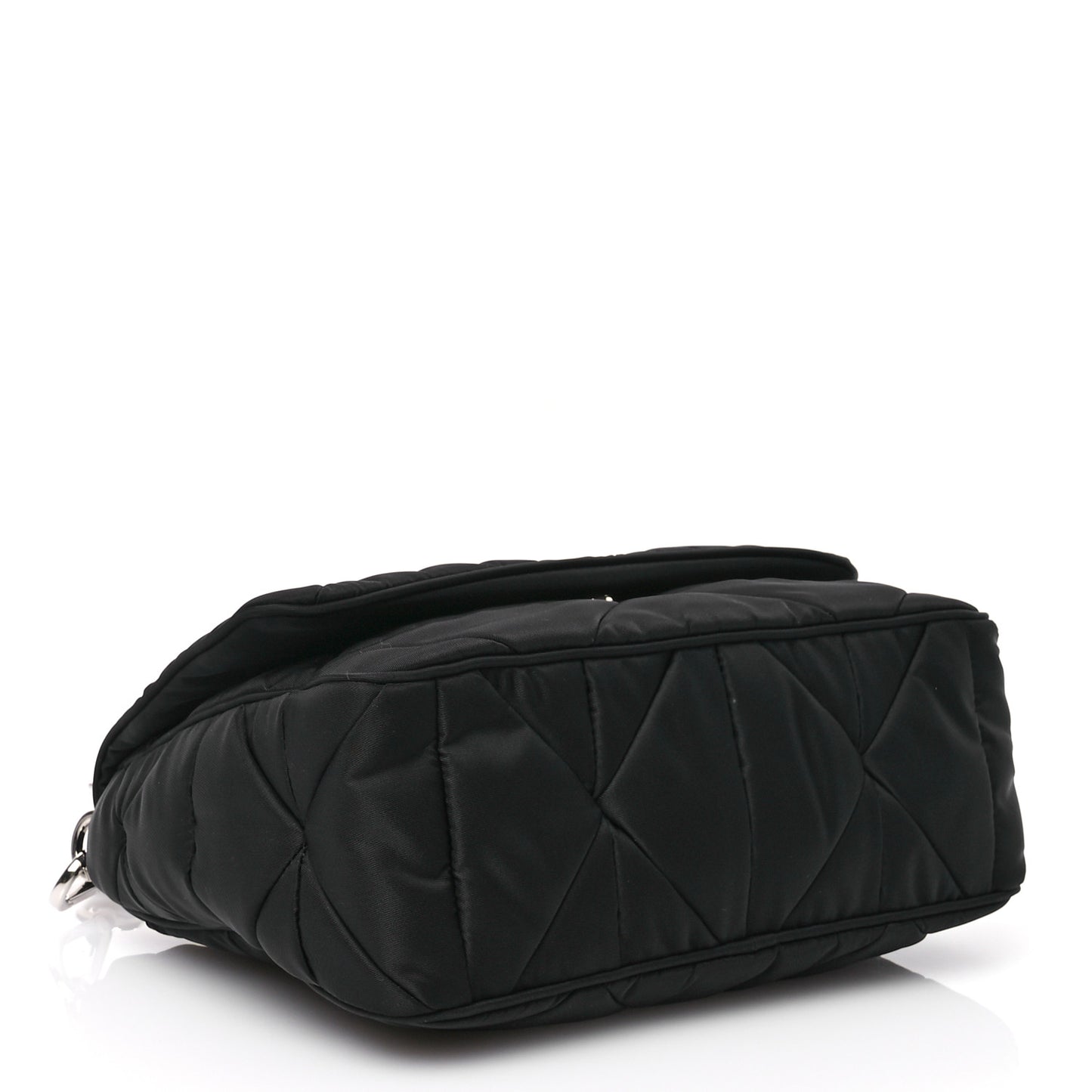 Re-Nylon Quilted Padded Flap Shoulder Bag Black