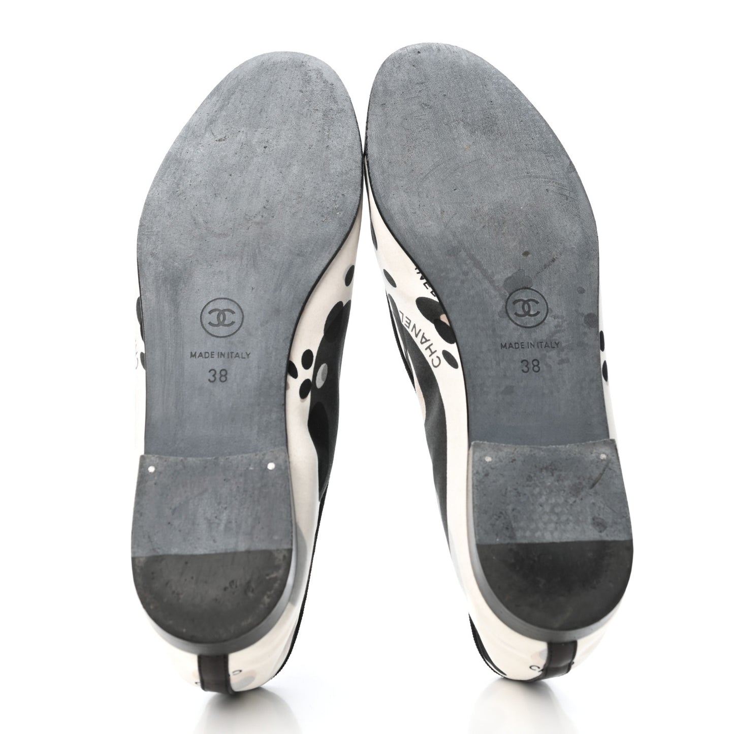 Printed Fabric CC Cap Toe Ballerina Flats 38 Black