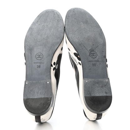 Chanel Printed Fabric CC Cap Toe Ballerina Flats 38 Black 4 of 4