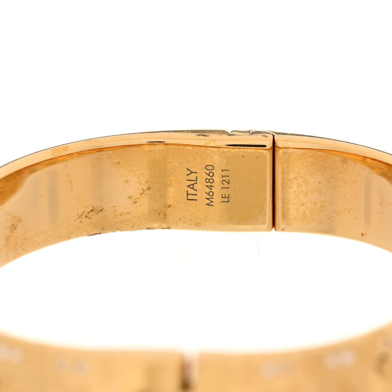 Louis Vuitton Brass Crystal Monogram Nanogram Strass Cuff S Gold 6 of 9