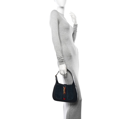 Gucci Suede Boarded Dyana Lux Calfskin Suede Small Jackie 1961 Hobo Navy 2 of 9