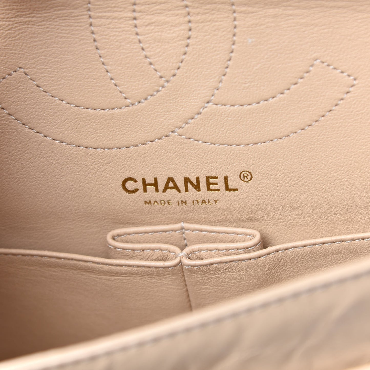 Patent Distressed Calfskin Quilted 2.55 Reissue 225 Flap Beige