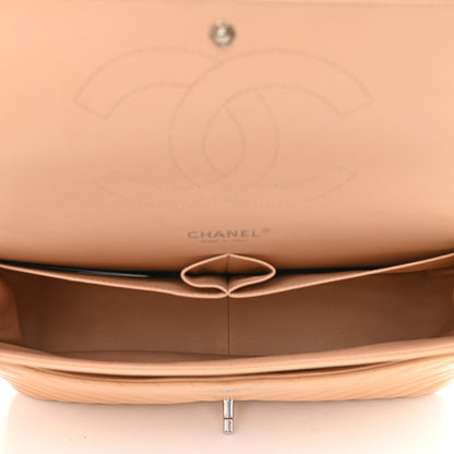 Chanel Patent Chevron Quilted Jumbo Double Flap Beige 5 of 13