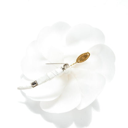 Chanel Crepe Satin Camellia Brooch Pin White 3 of 5