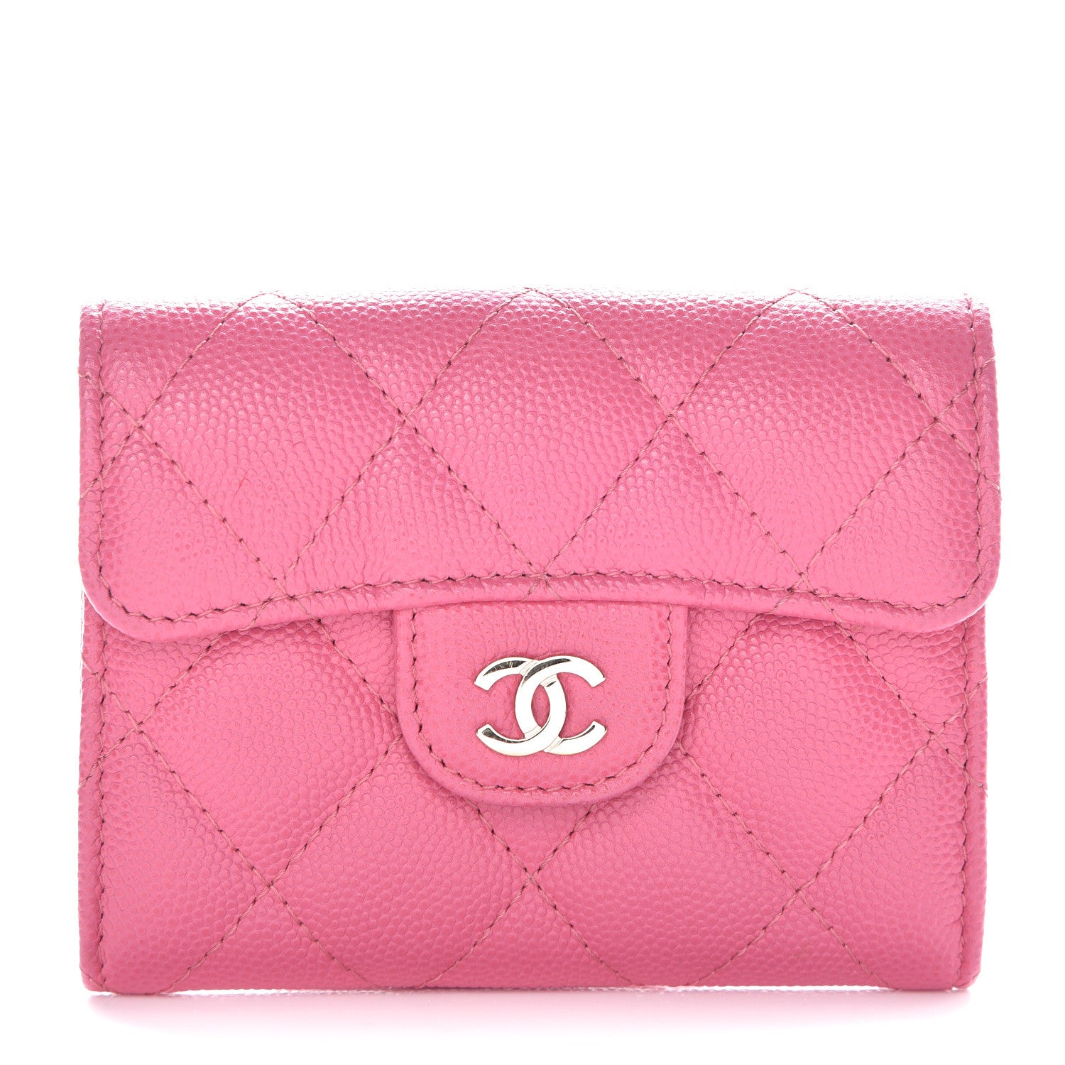Chanel Caviar Quilted Flap Card Holder Wallet Pink 1 of 11