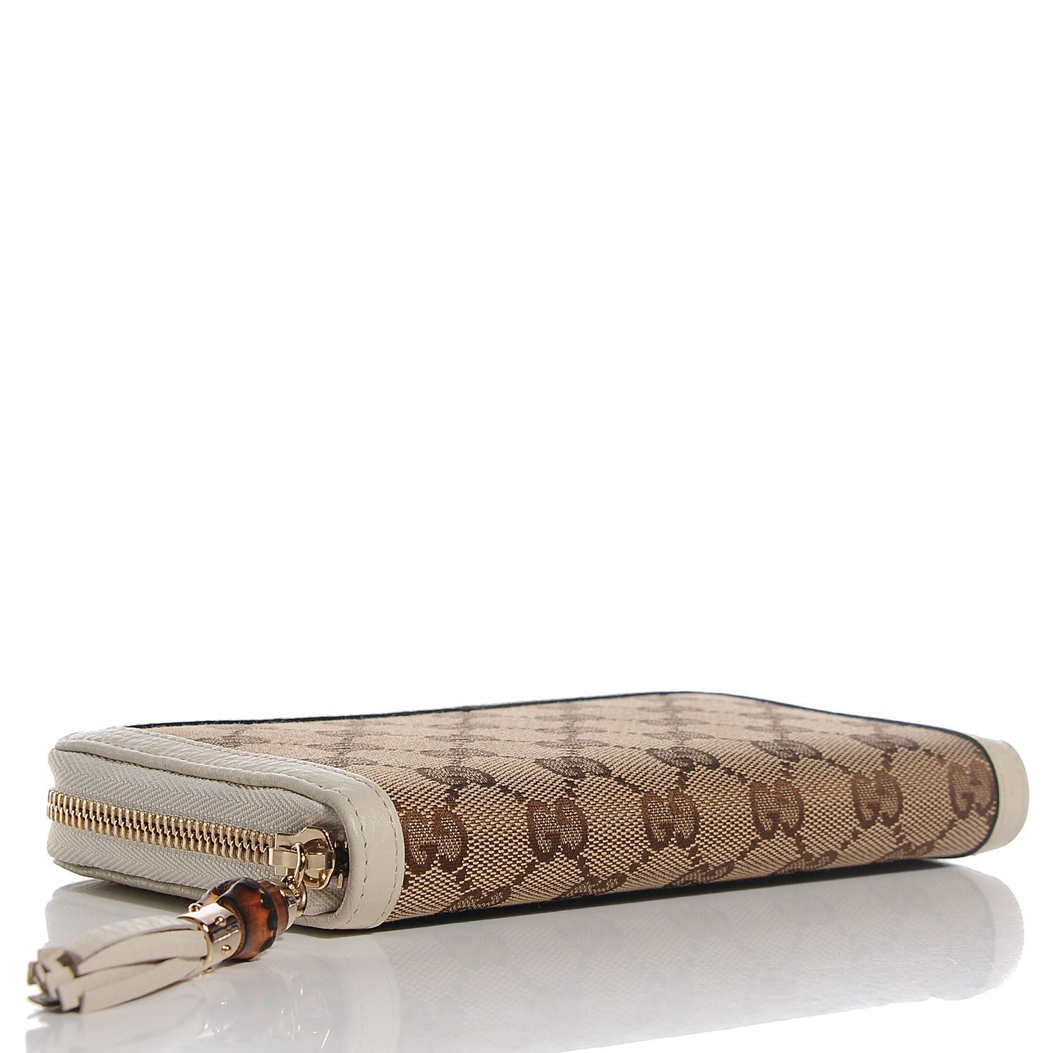 Gucci Monogram Bamboo Tassel Zip Around Wallet Off White 12 of 16