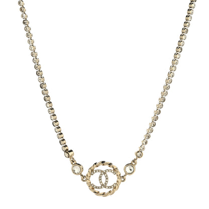 Chanel Metal Crystal CC Choker Necklace Gold 1 of 5