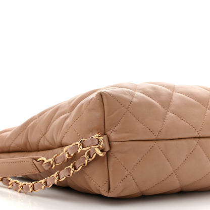 Chanel Lambskin Quilted Hobo Beige 9 of 10
