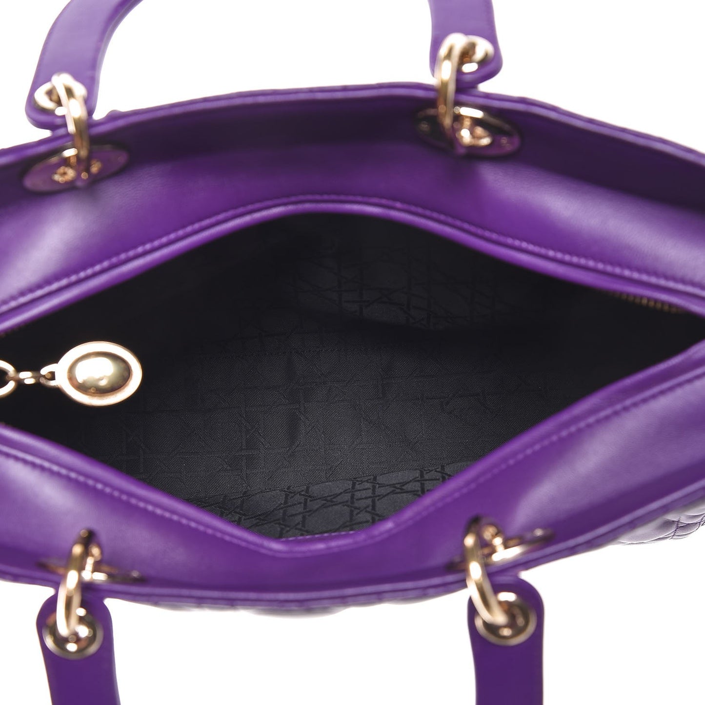 Lambskin Cannage Large Lady Dior Purple