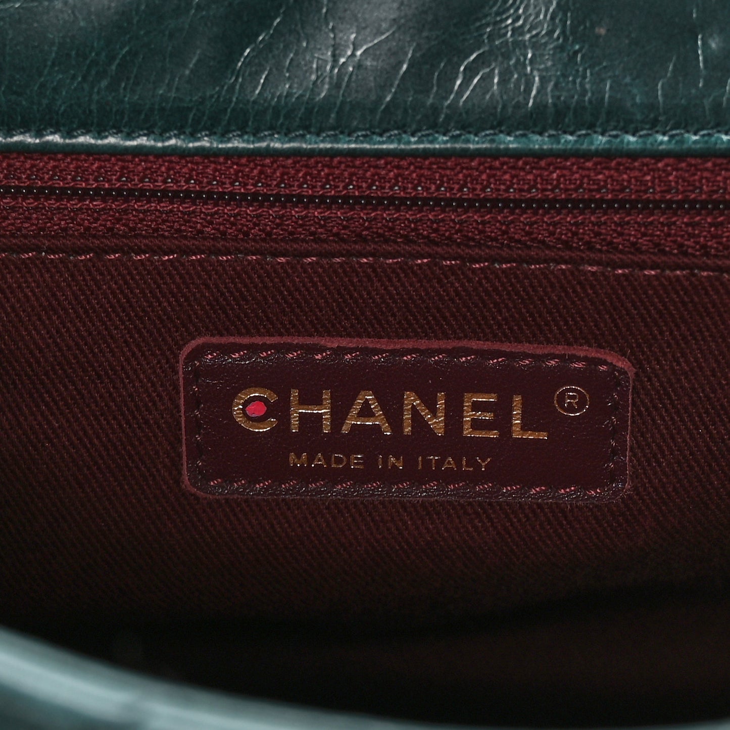 Glazed Calfskin Castle Rock Medium Flap Green