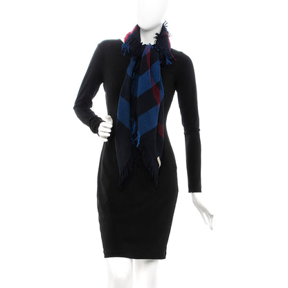 Burberry Merino Wool House Check Square Scarf Blue 2 of 6