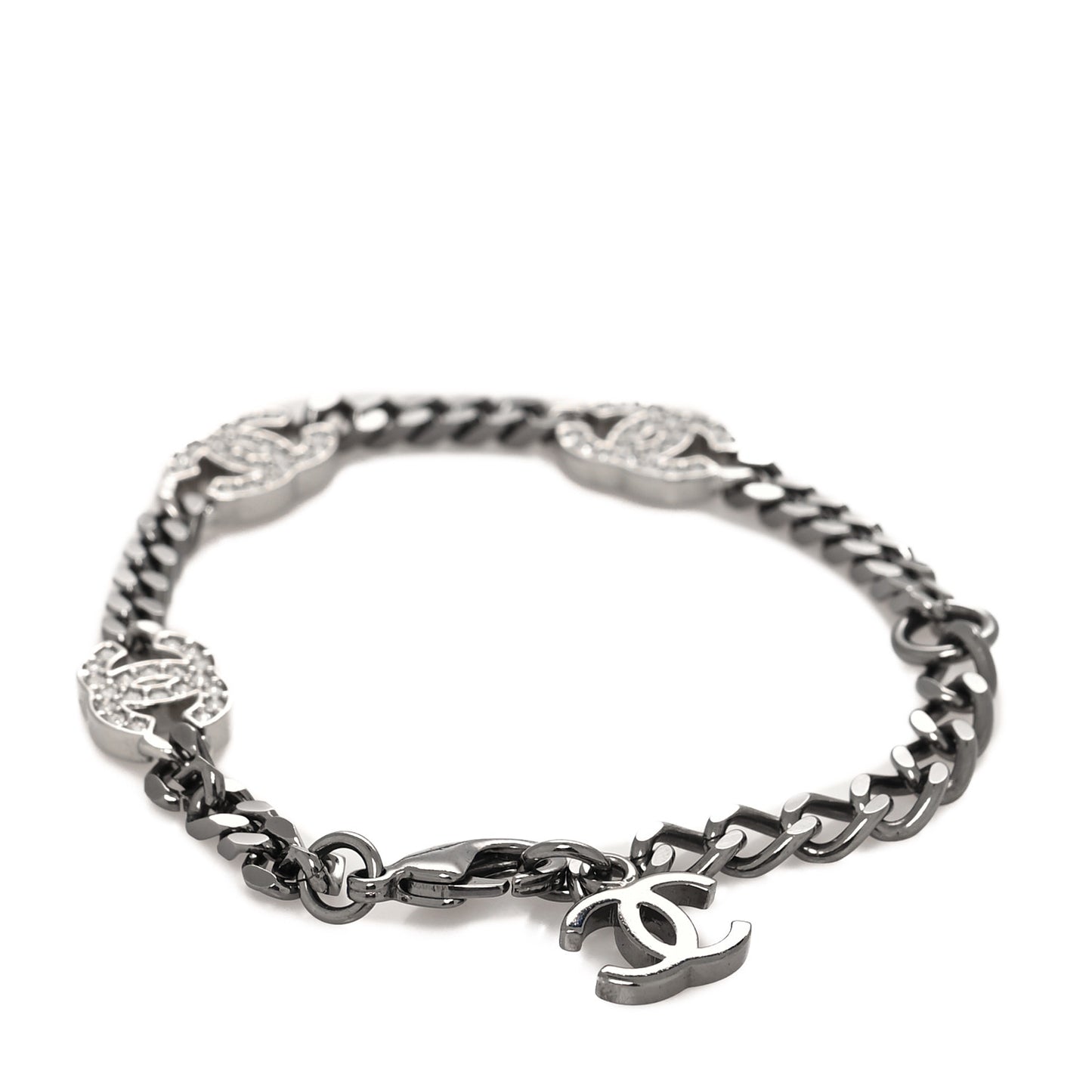 Ruthenium Crystal CC Bracelet Silver