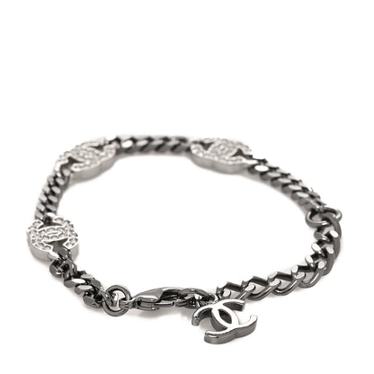 Chanel Ruthenium Crystal CC Bracelet Silver 3 of 5