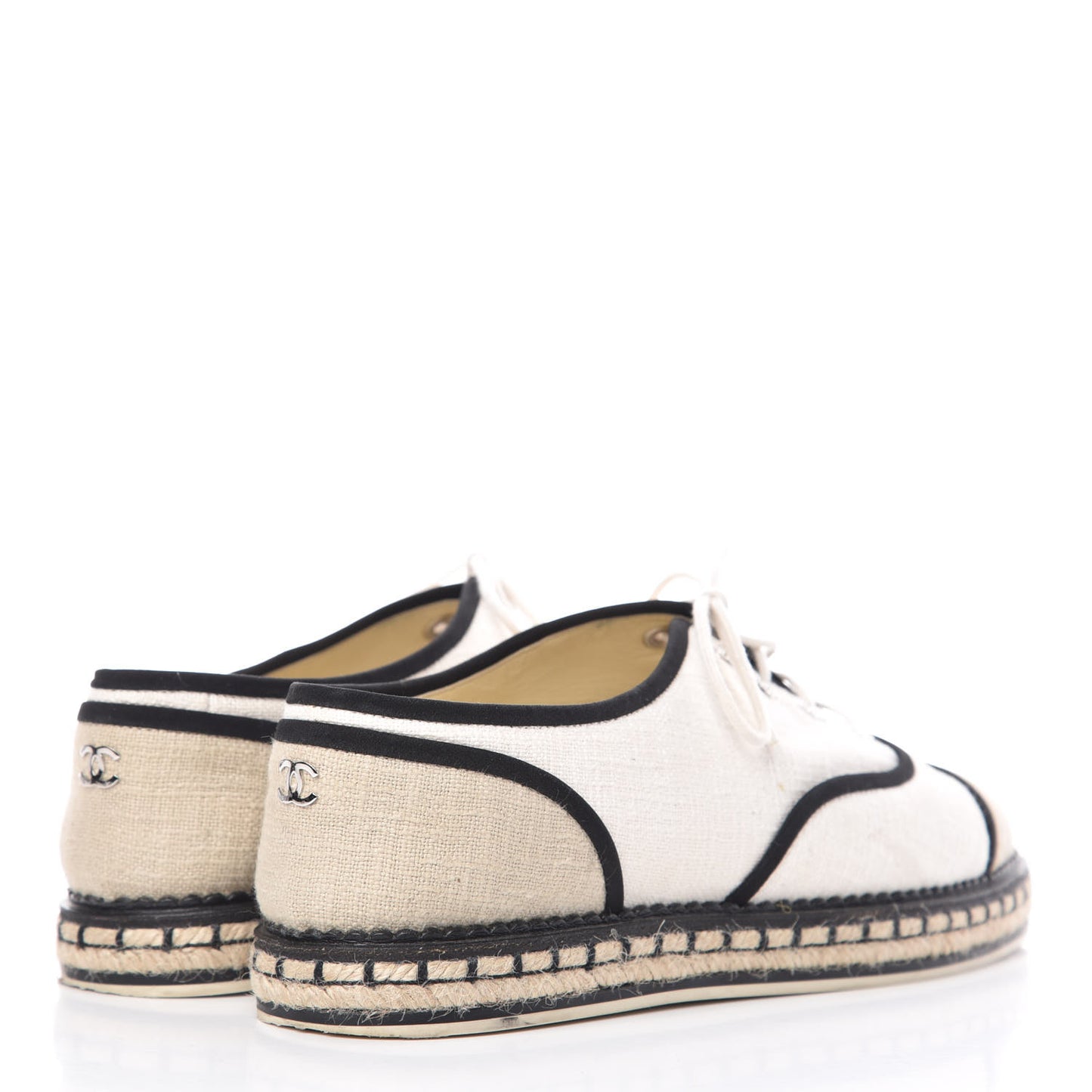 Cotton Lace Up Espadrilles 41.5 Light Beige