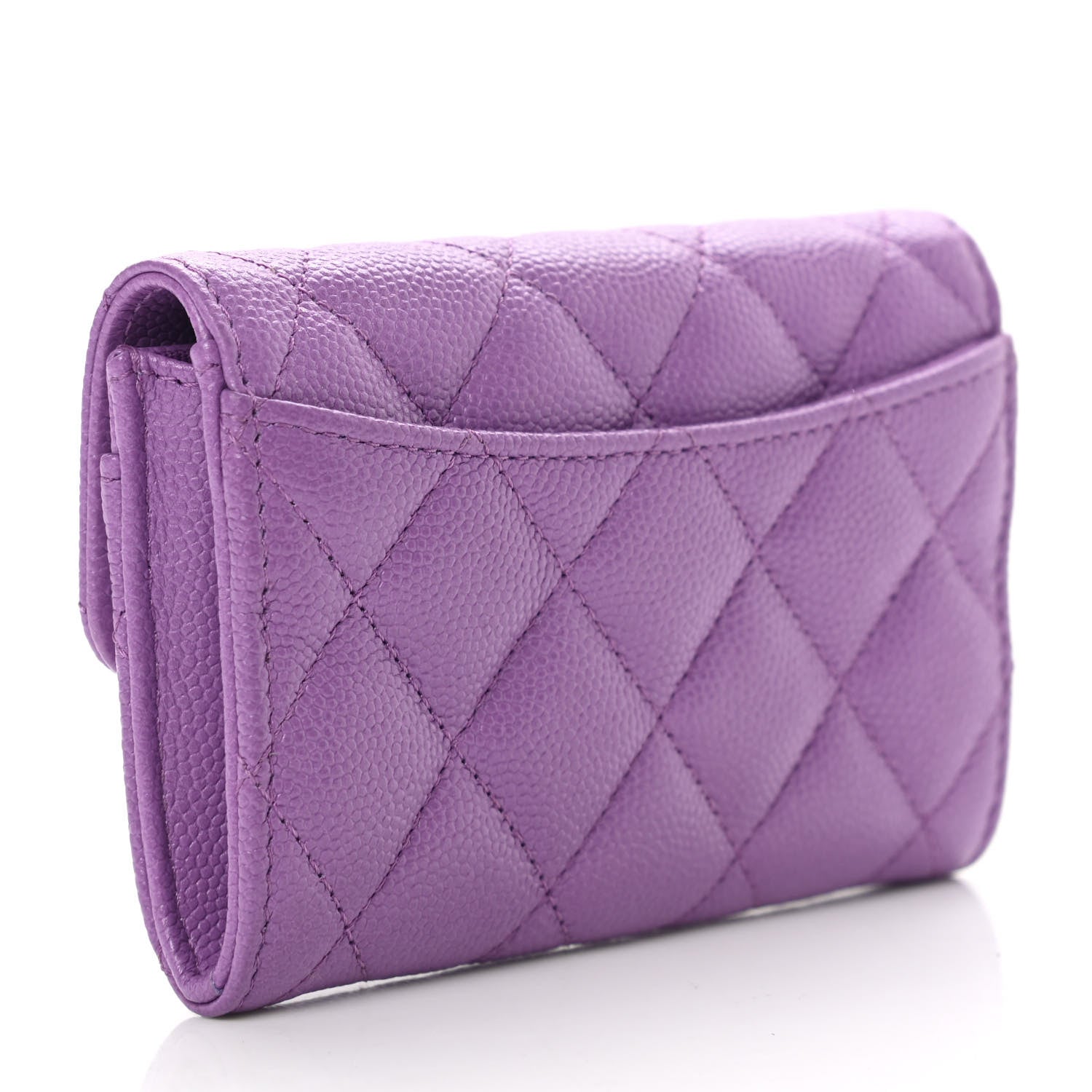 Chanel Caviar Quilted Flap Card Holder Wallet Purple 3 of 10