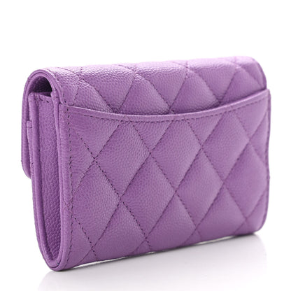 Chanel Caviar Quilted Flap Card Holder Wallet Purple 3 of 10