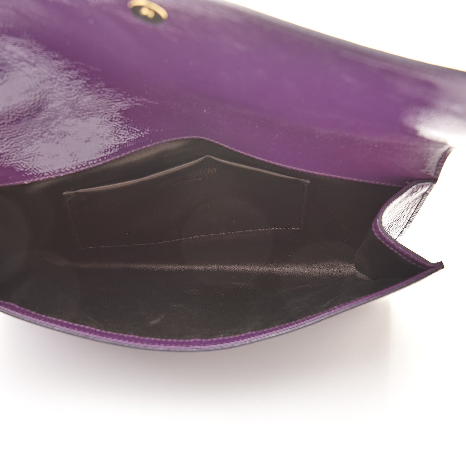 Saint Laurent Textured Patent Monogram Large Belle De Jour Clutch Purple 5 of 7