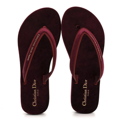 Christian Dior Velvet Diorsea Thong Sandals 39 Scarlet 2 of 10