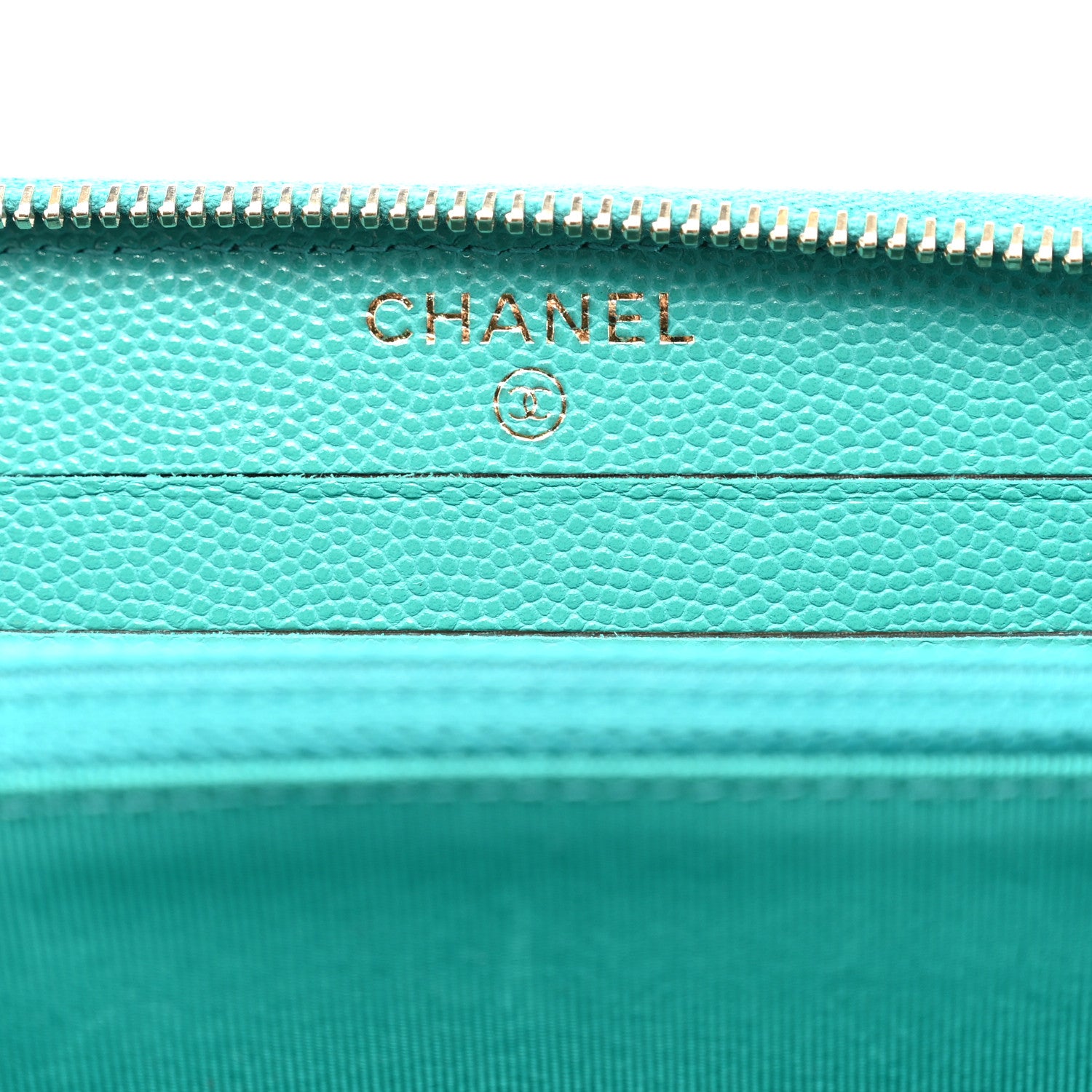 Chanel Caviar Quilted Medium Zip Around Wallet Turquoise 6 of 8
