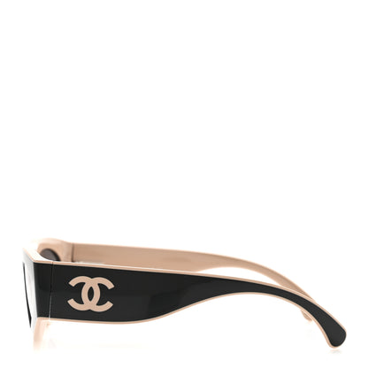 Chanel Acetate Cat Eye Sunglasses 6056 Black Beige 3 of 9
