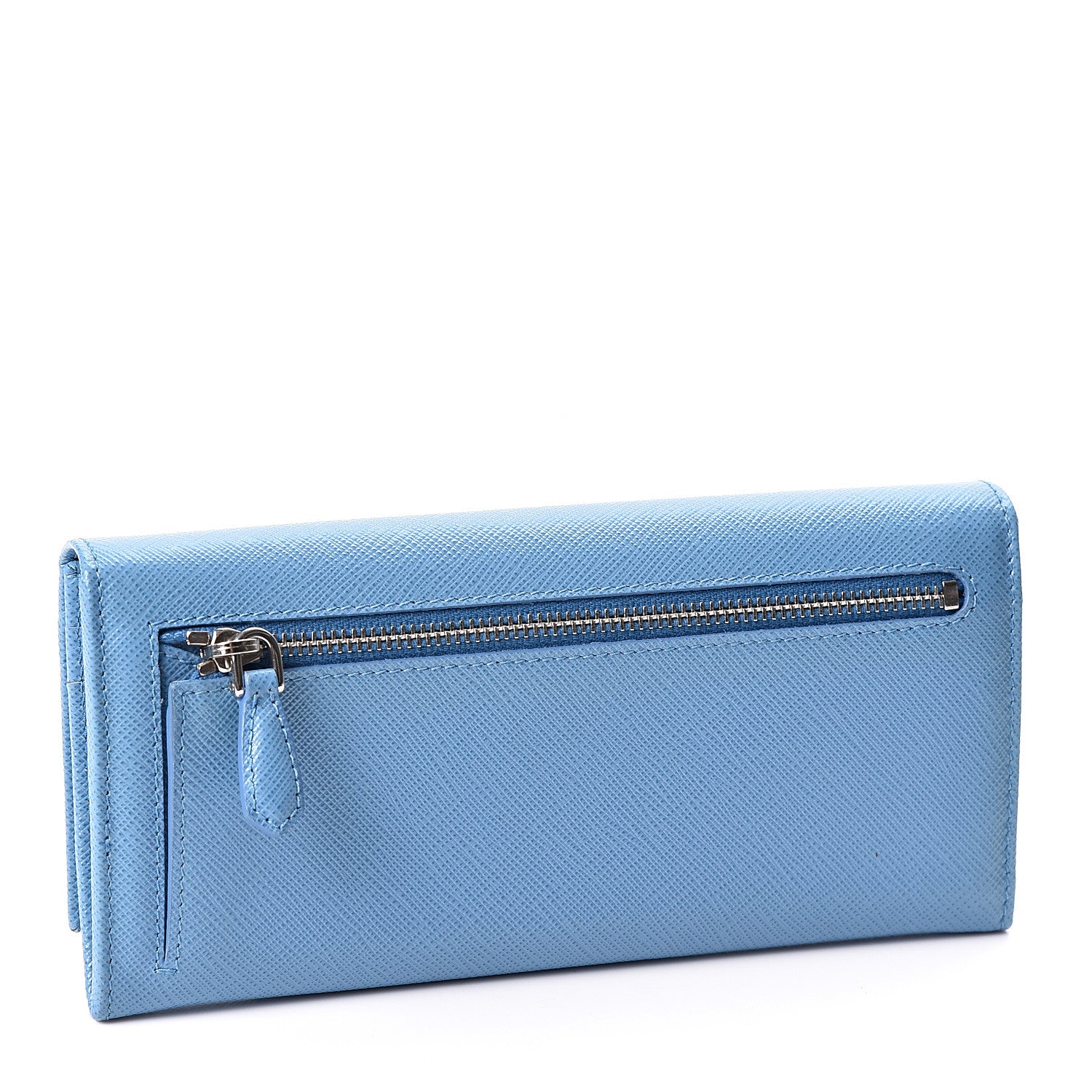 Prada Saffiano Triangle Continental Flap Wallet Mare 2 of 8