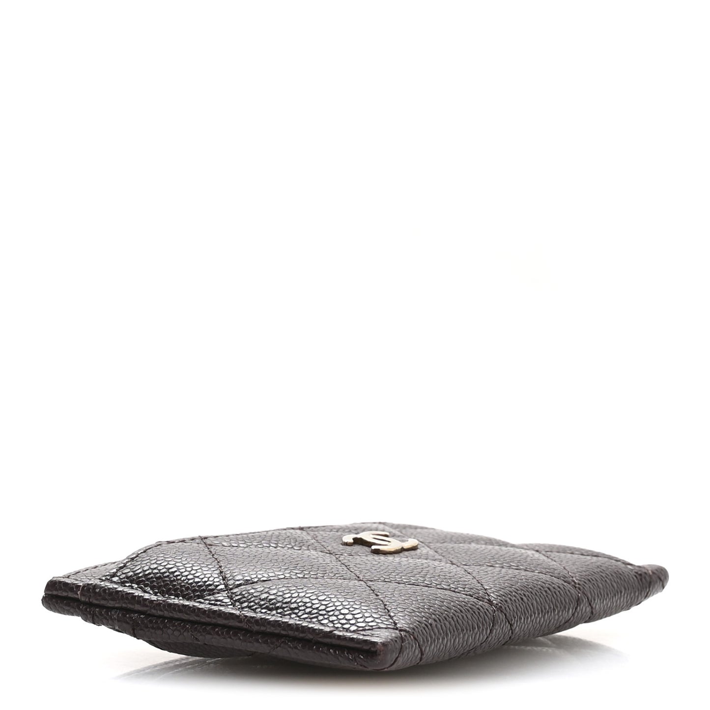Caviar Quilted Card Holder Dark Brown