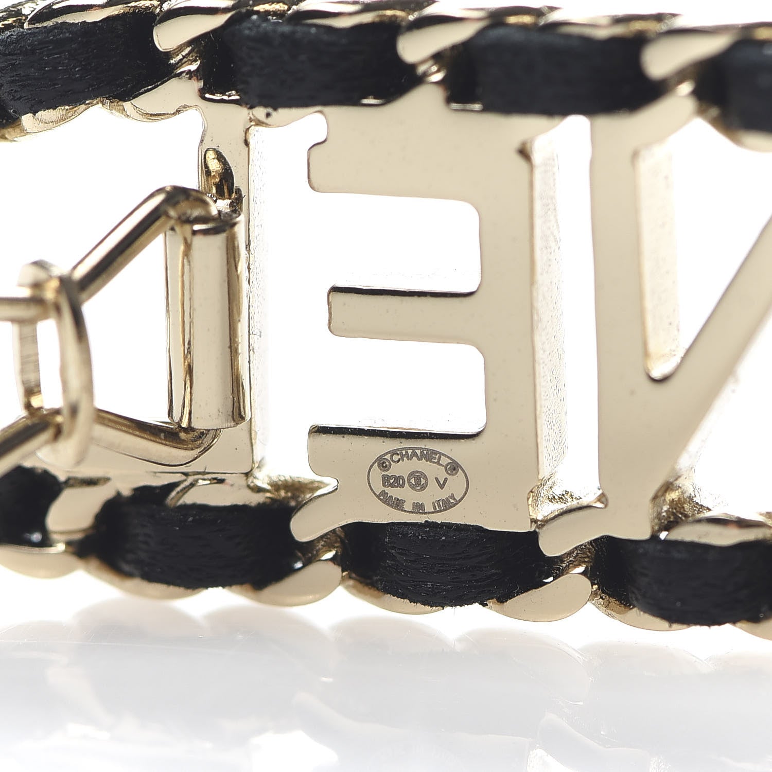 Chanel Metal Lambskin Vintage Allure Logo Hair Clip Black Gold 3 of 4