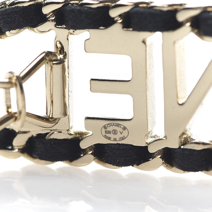 Chanel Metal Lambskin Vintage Allure Logo Hair Clip Black Gold 3 of 4