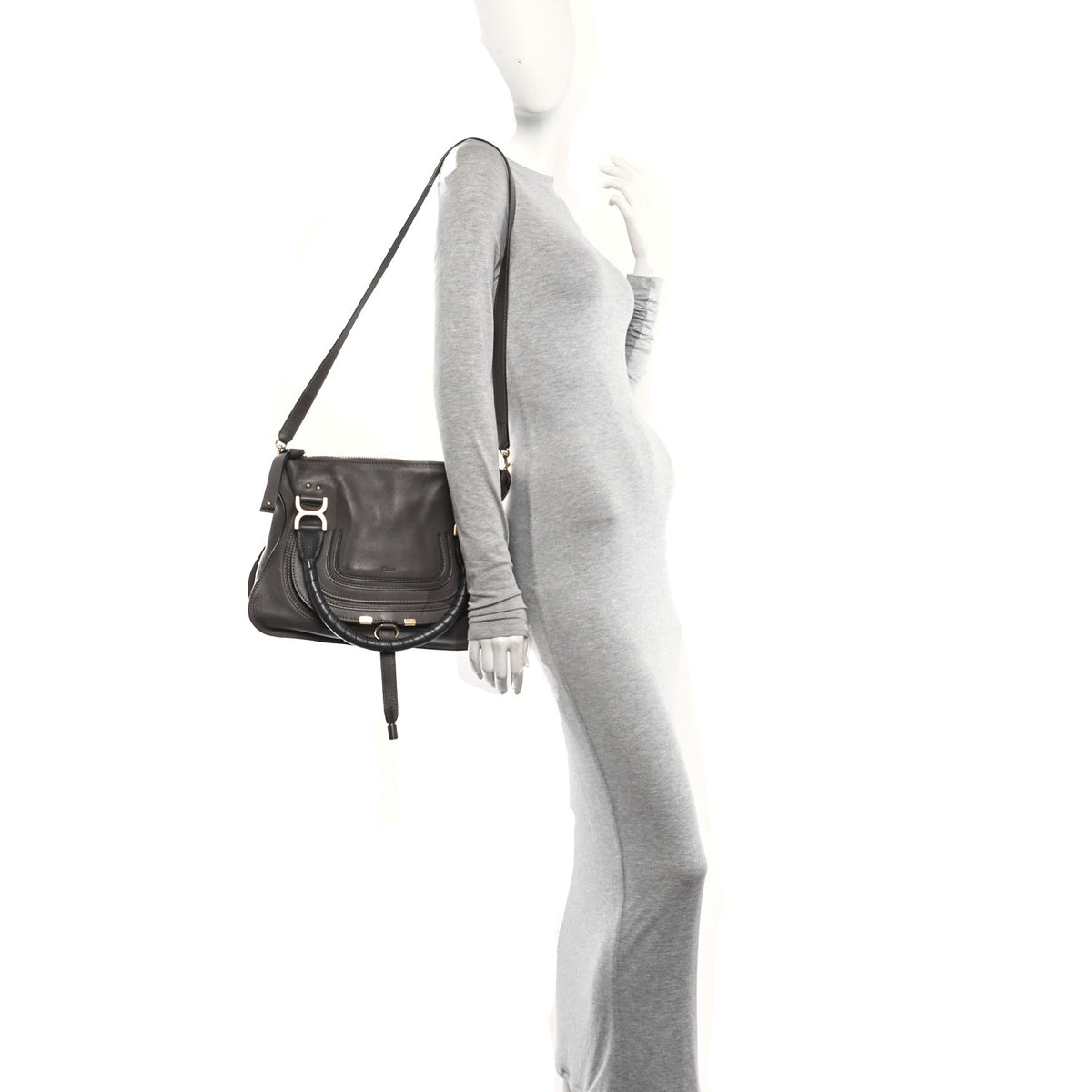 Chloe Calfskin Medium Marcie Satchel Anchor Grey 2 of 9