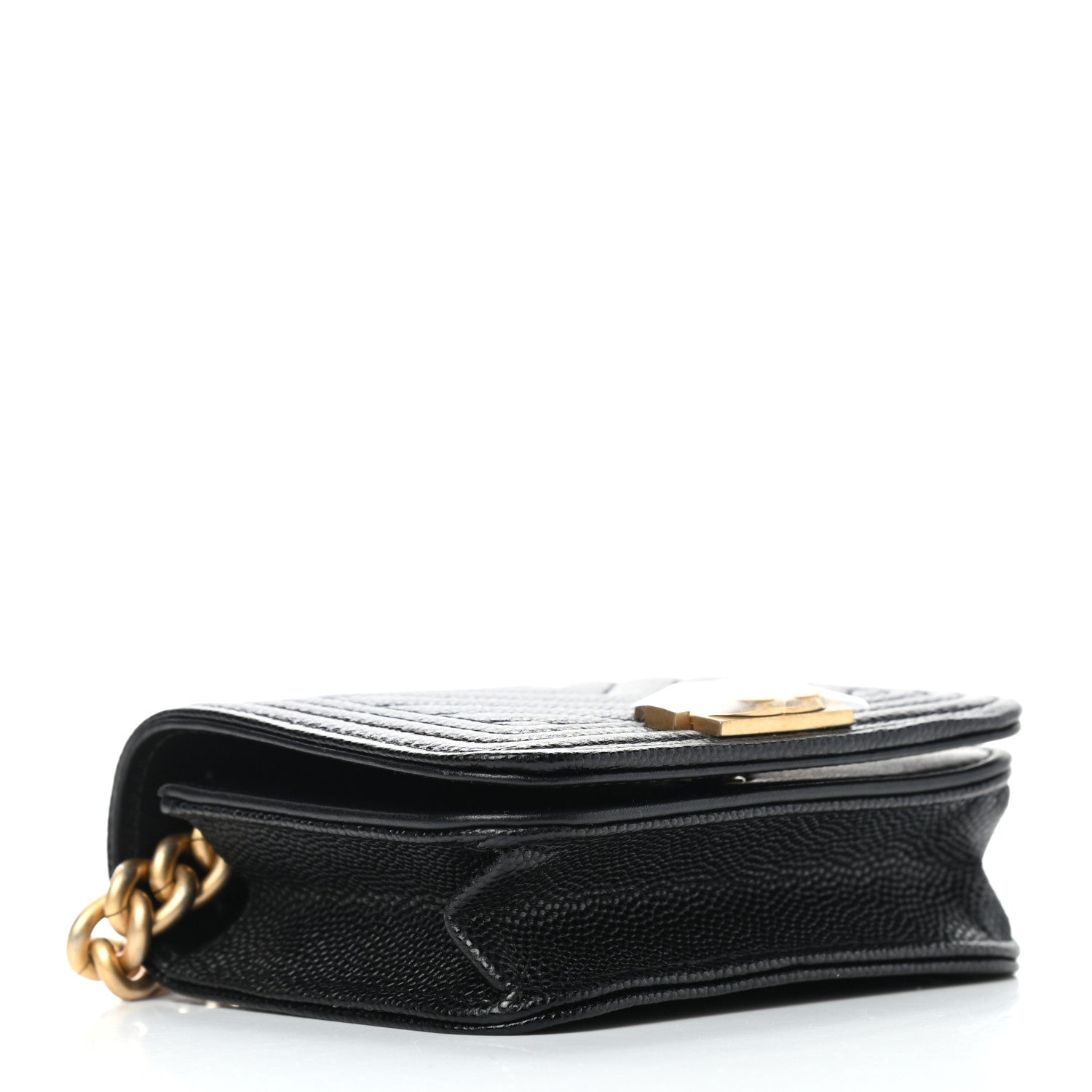 Chanel Caviar Chevron Quilted Boy Flap Waist Belt Bag Black 4 of 10