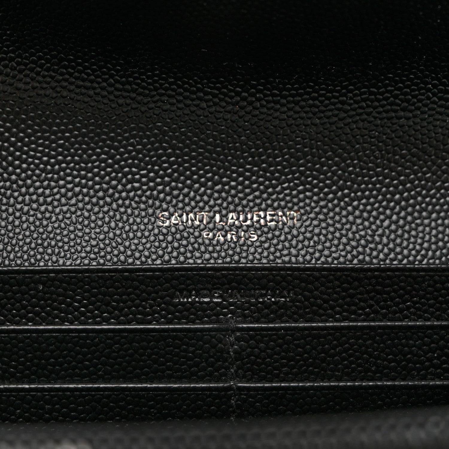 Saint Laurent Grain De Poudre Matelasse Chevron Monogram Flap Wallet Black 6 of 7