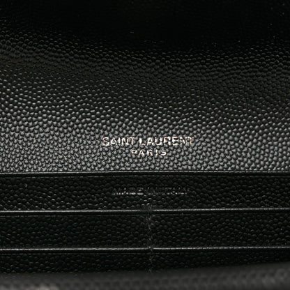 Saint Laurent Grain De Poudre Matelasse Chevron Monogram Flap Wallet Black 6 of 7