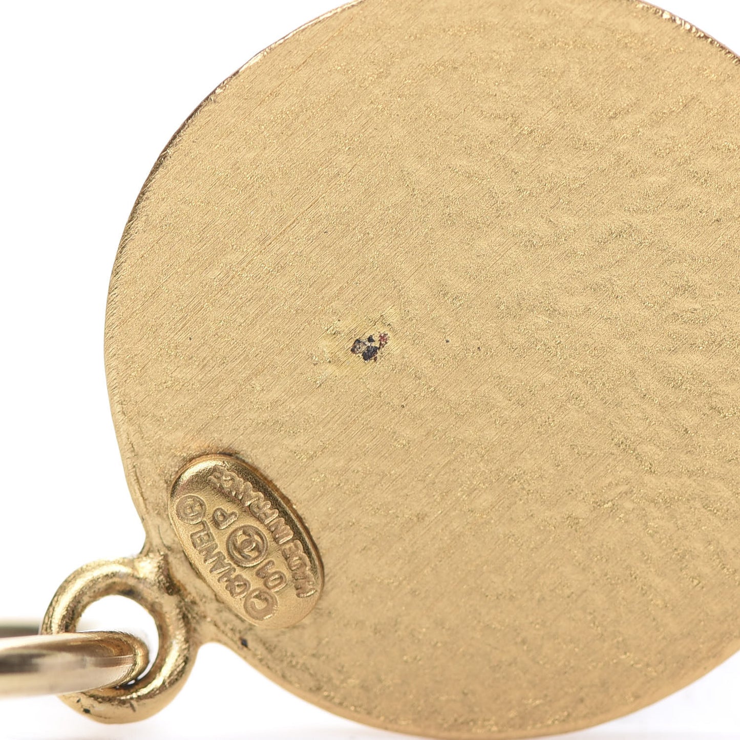 Enamel CC Dangle Earrings Red Gold