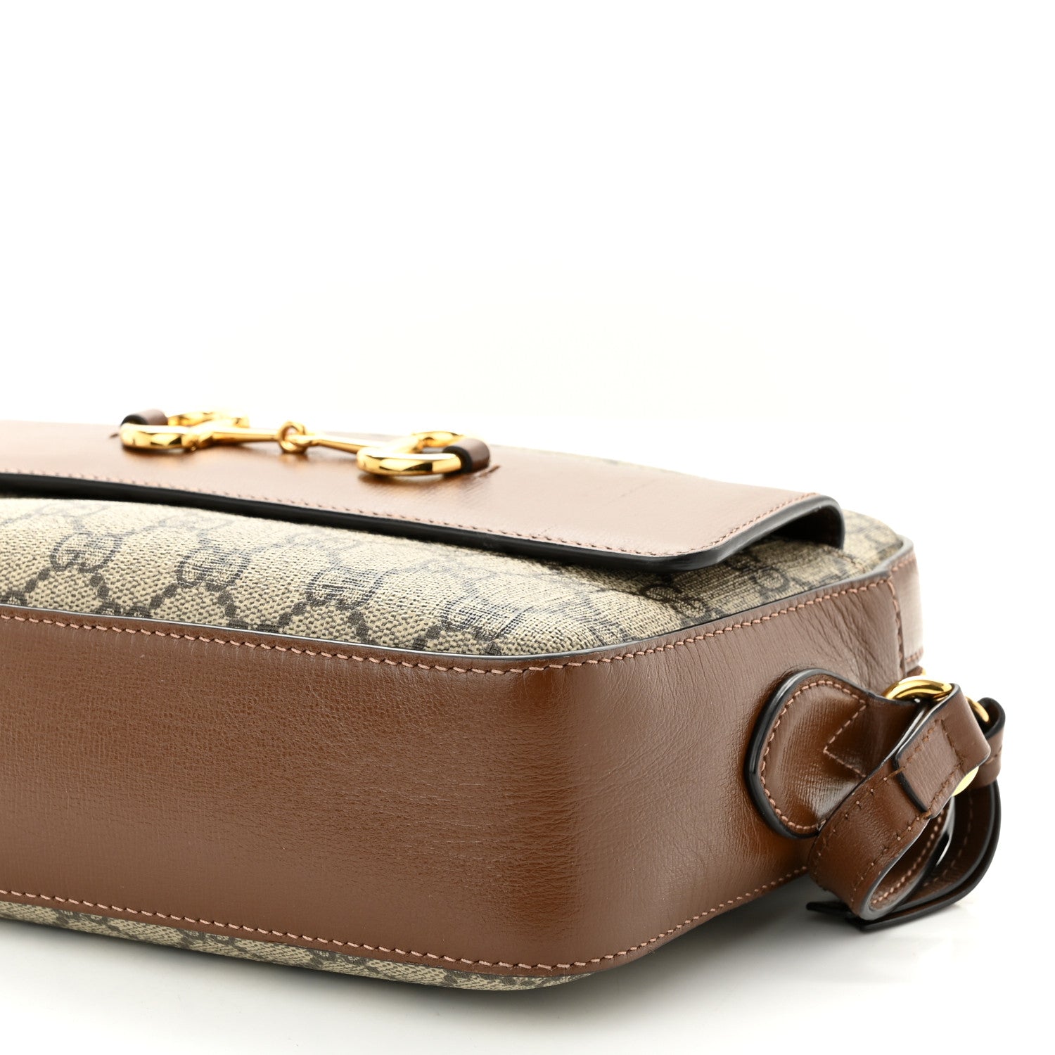 Gucci GG Supreme Monogram Small Horsebit 1955 Shoulder Bag Beige Brown Sugar 10 of 12