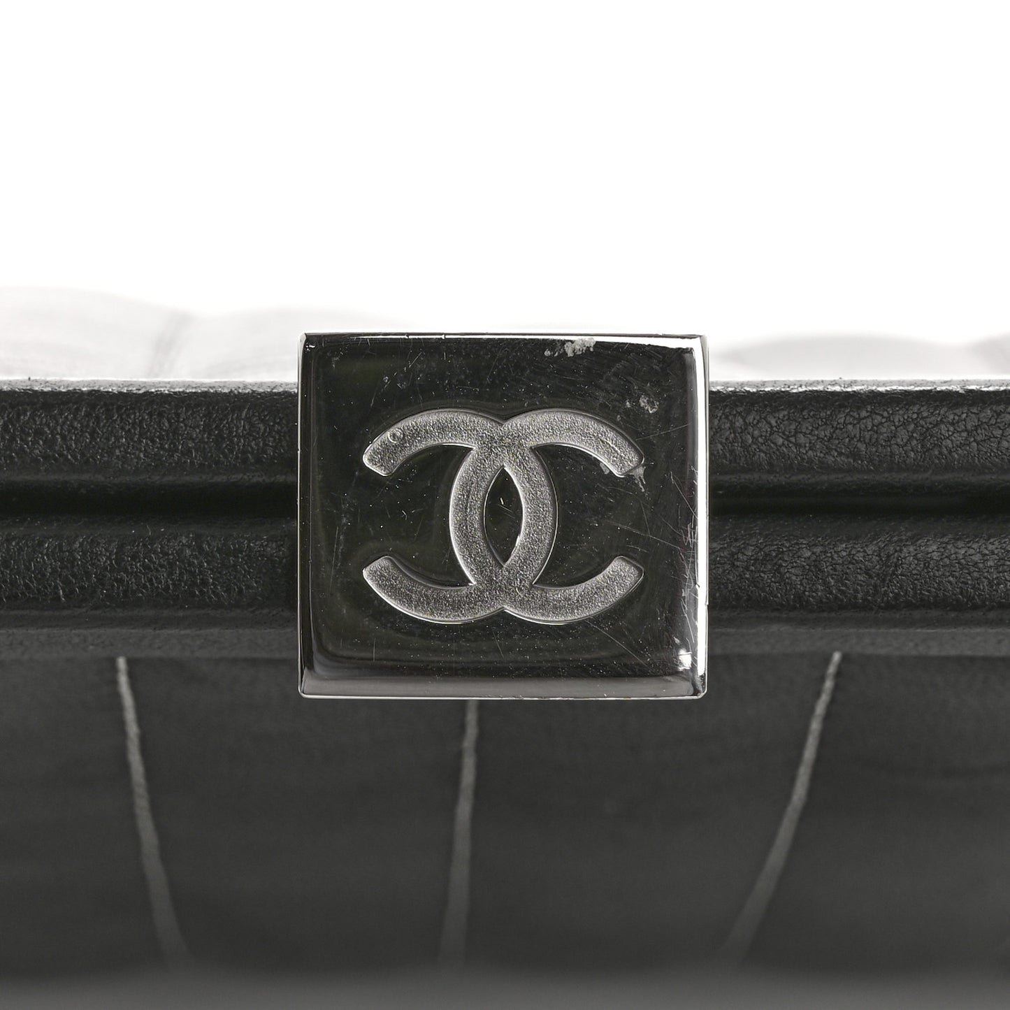 Lambskin Vertical Quilted Mademoiselle Clutch Black