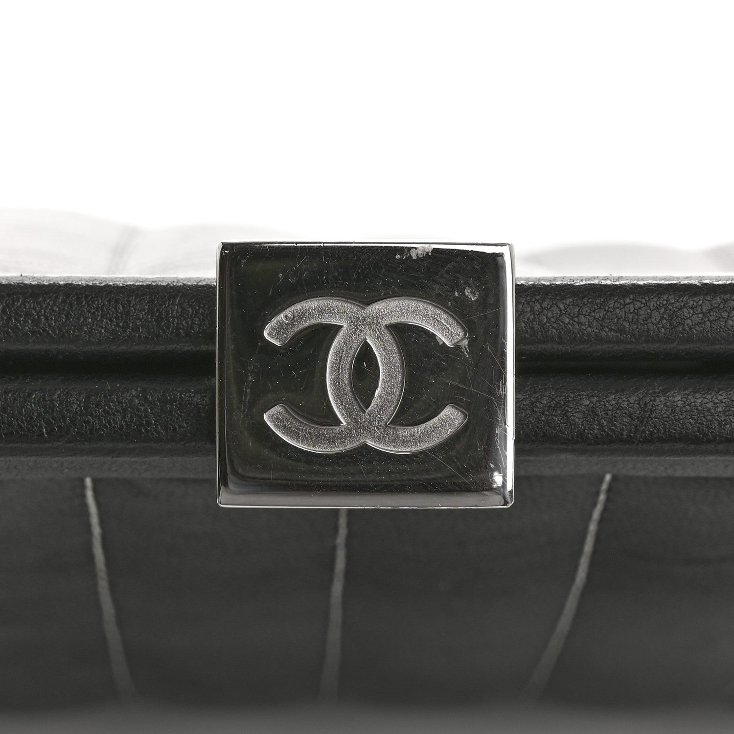 Chanel Lambskin Vertical Quilted Mademoiselle Clutch Black 8 of 10