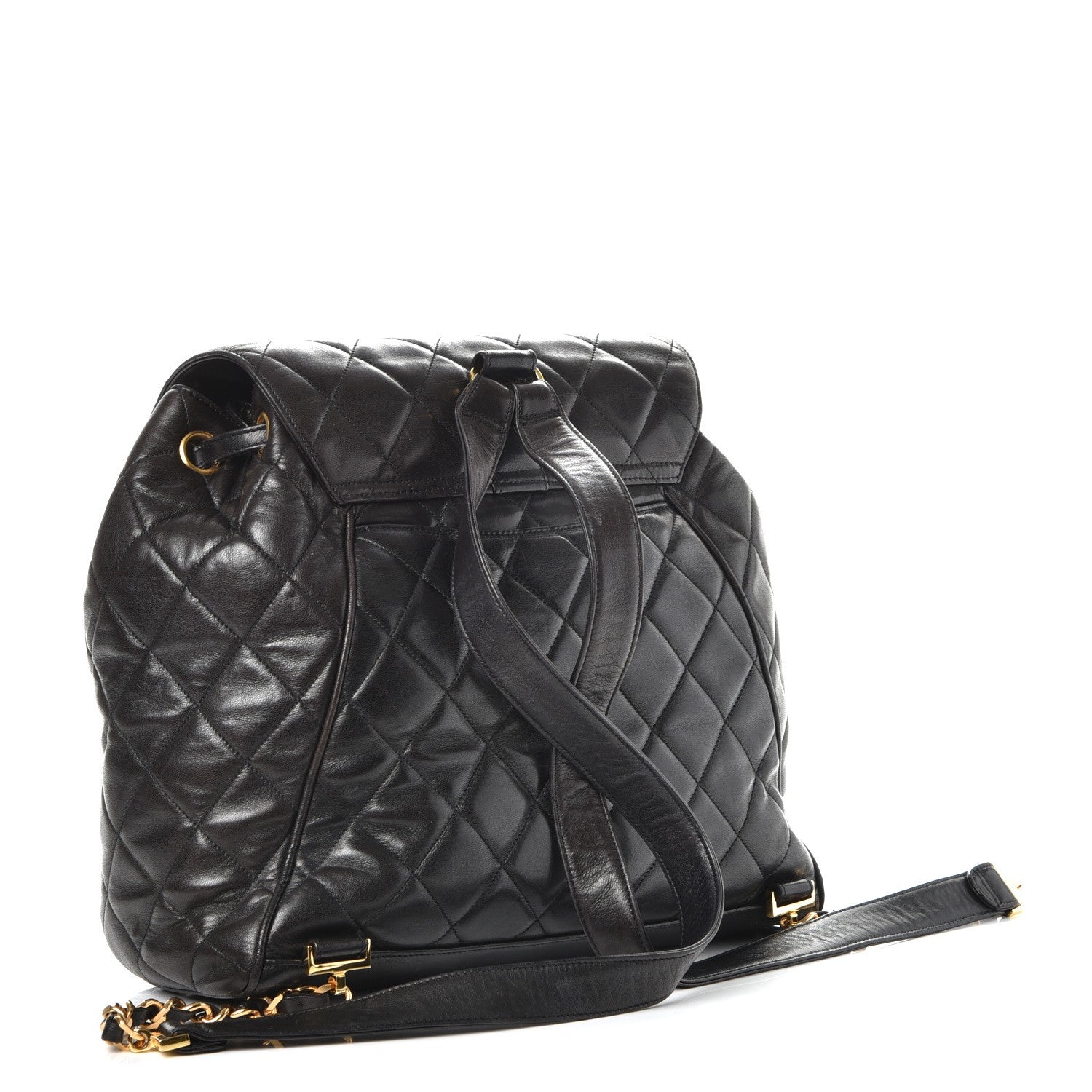 Chanel Lambskin Quilted Drawstring Backpack Black 3 of 7