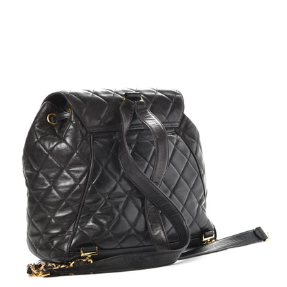 Chanel Lambskin Quilted Drawstring Backpack Black 3 of 7