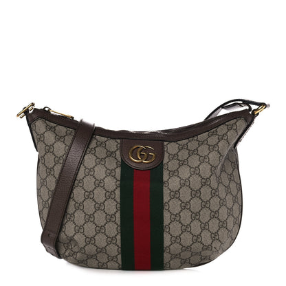Gucci GG Supreme Monogram Web Small Ophidia Half Moon Hobo Brown 1 of 12