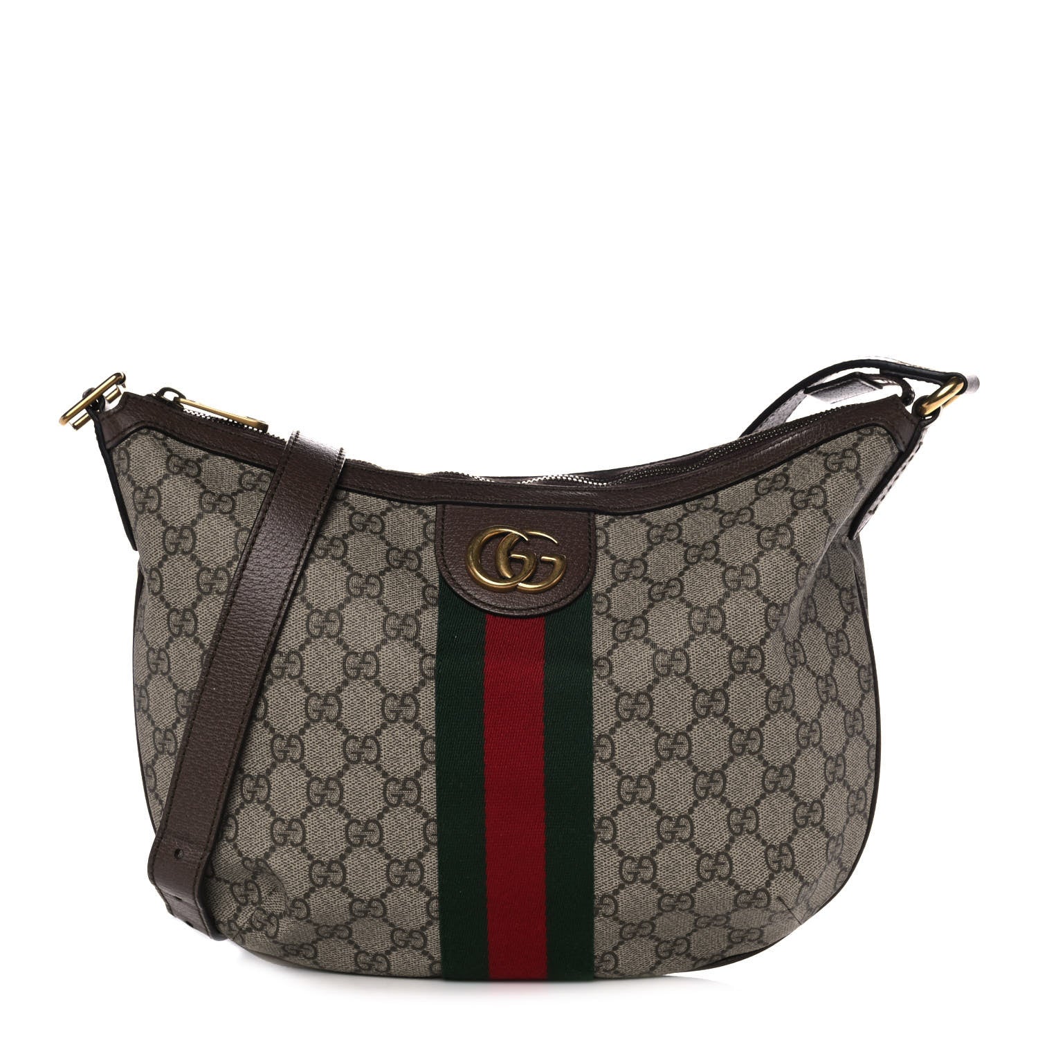 Gucci GG Supreme Monogram Web Small Ophidia Half Moon Hobo Brown 1 of 12